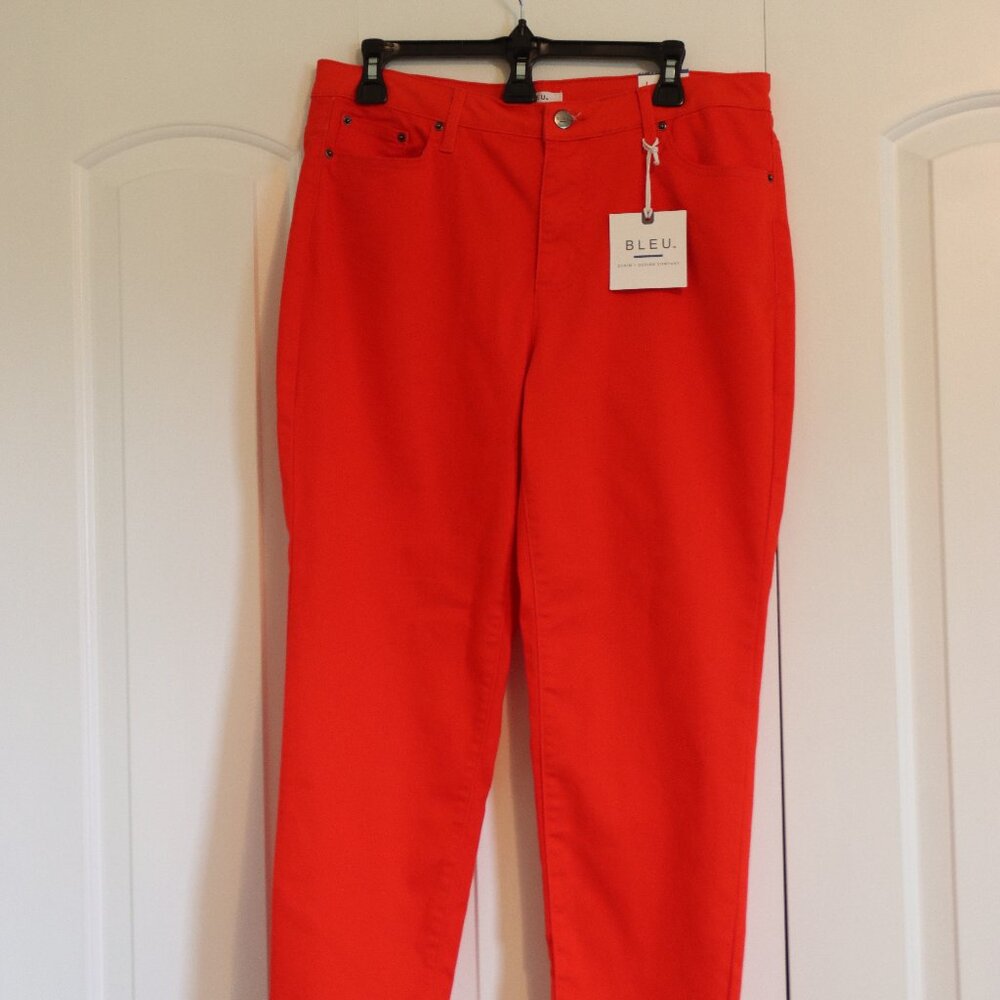 New With Tags Bleu Denim+Design Company Colorful Coral Skinny Fit Pants Size 14